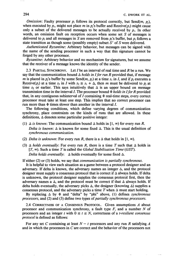 Consensus in the Presence of Partial Synchrony - Page 7