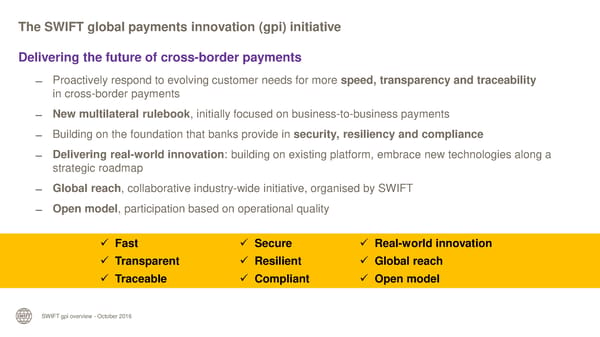 The SWIFT global payments innovation initiative - Page 5